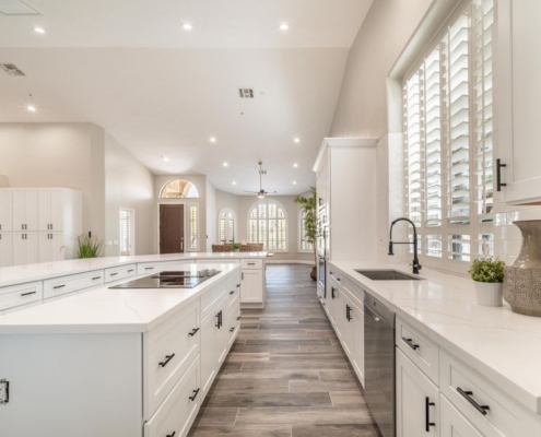 white kitchen with new floors photo